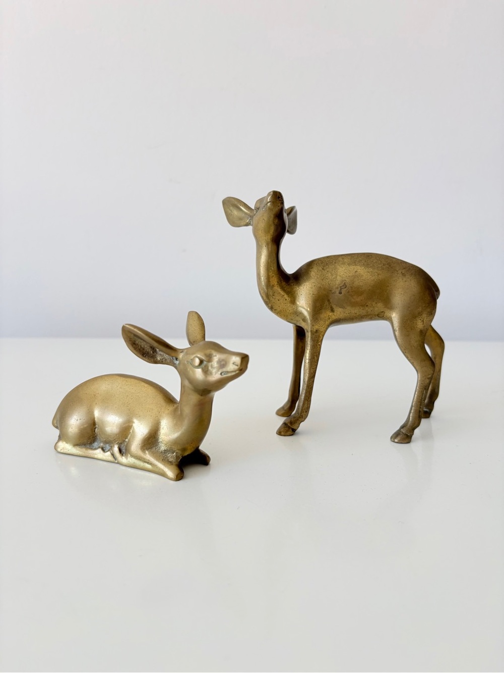 Pair of Vintage Brass Deer